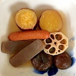 さつま芋、レンコン、こんにゃく、椎茸の煮物